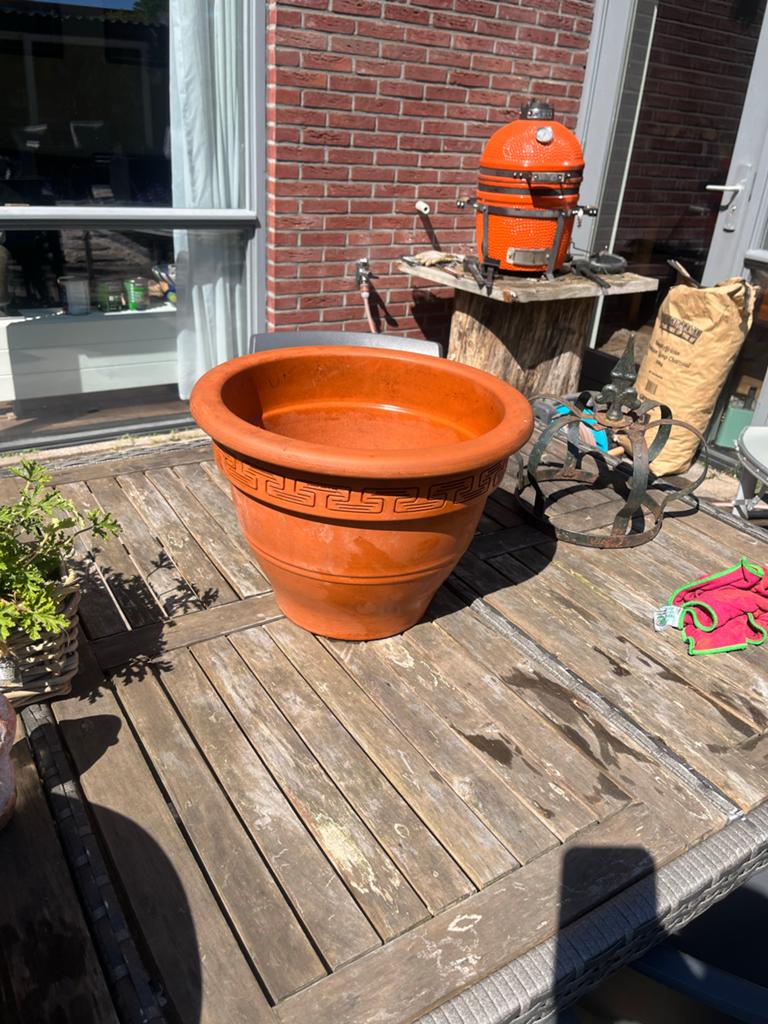 Stenen bloempot H 26 cm D 30 cm, Steen, Gebruikt, Rond, Binnen
