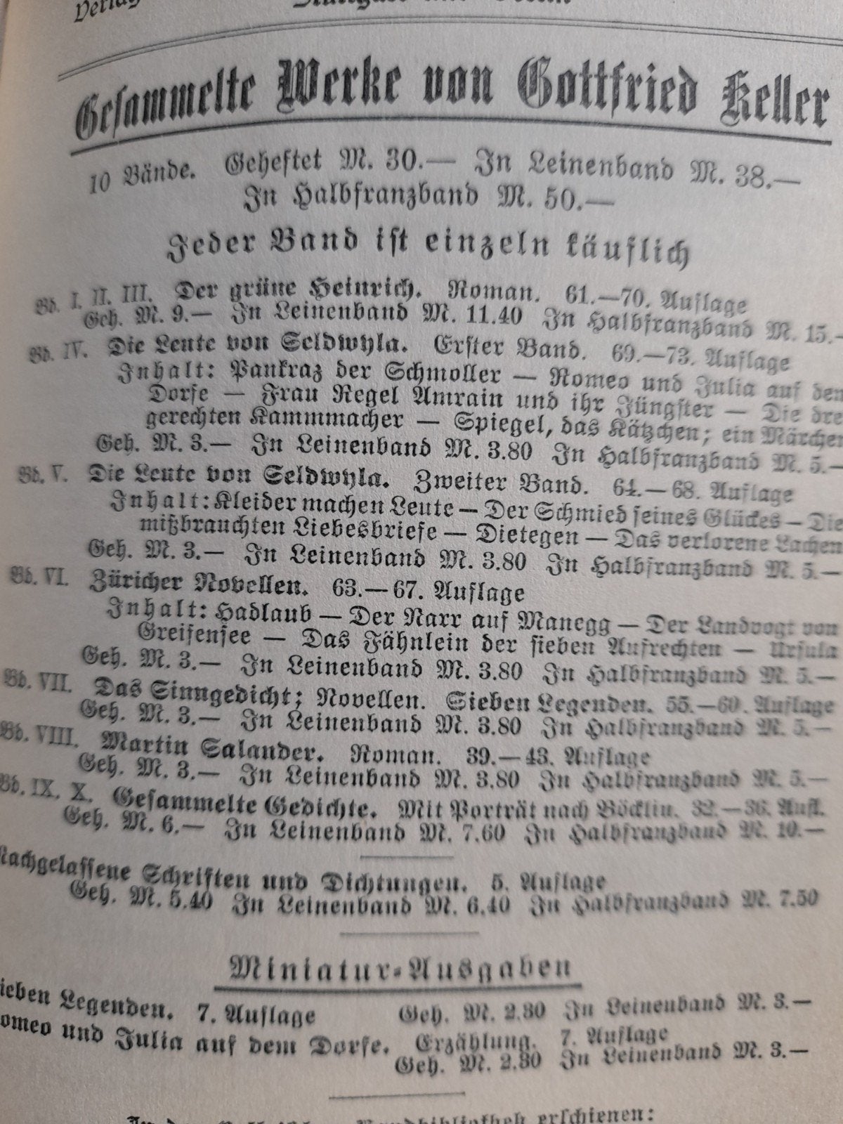 Foto 5 van Gottfried Keller - Verzamelde Werken (10 delen, 1911)