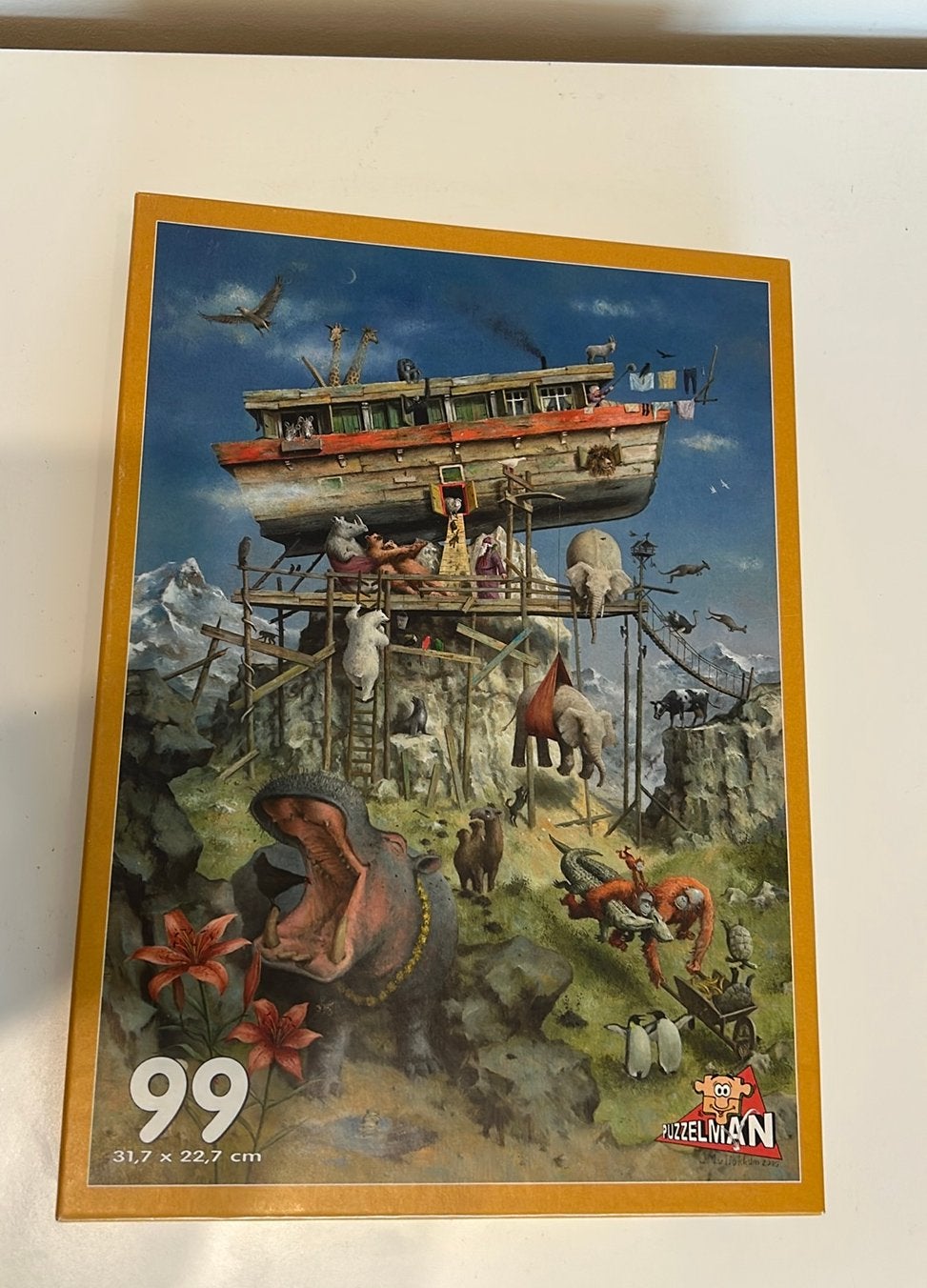 Marius van Dokkum puzzel Ark van Noach, Ophalen of Verzenden, Minder dan 500 stukjes, Zo goed als nieuw, Legpuzzel