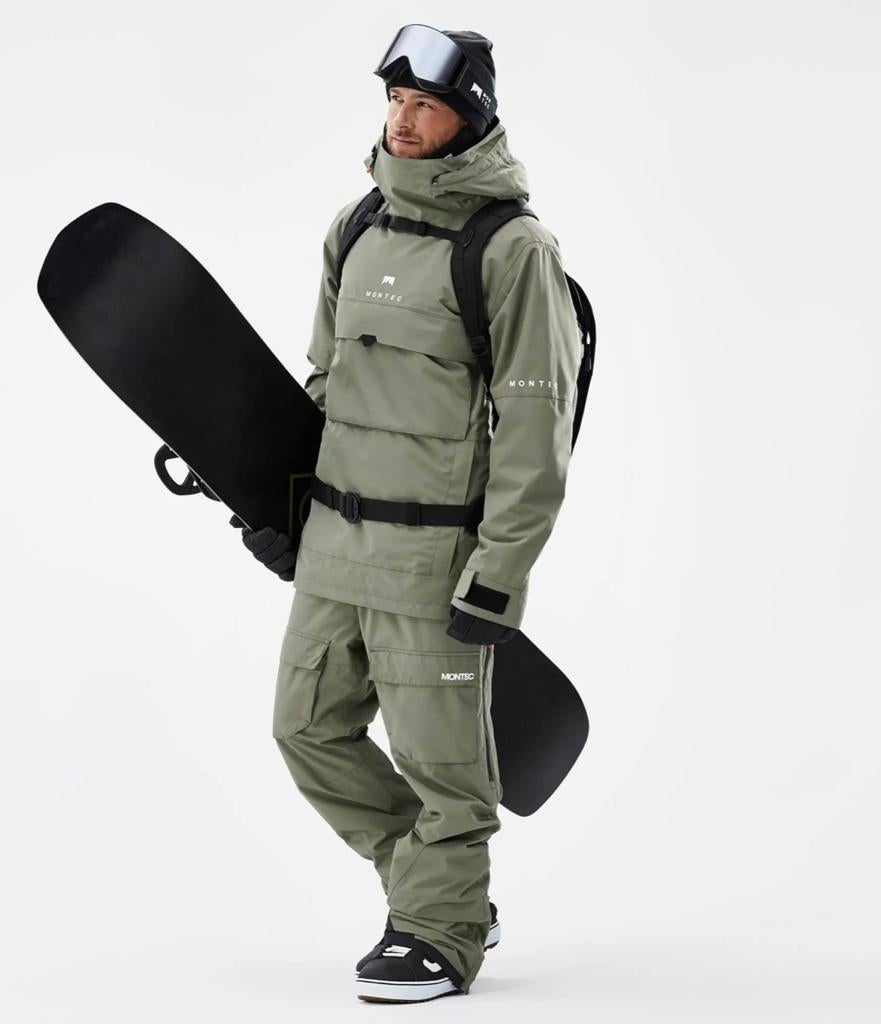 Montec snowboard broek (Fawk) + jas (Dune) Greenish, Sport en Fitness, Snowboarden, Ophalen of Verzenden, Zo goed als nieuw, Kleding