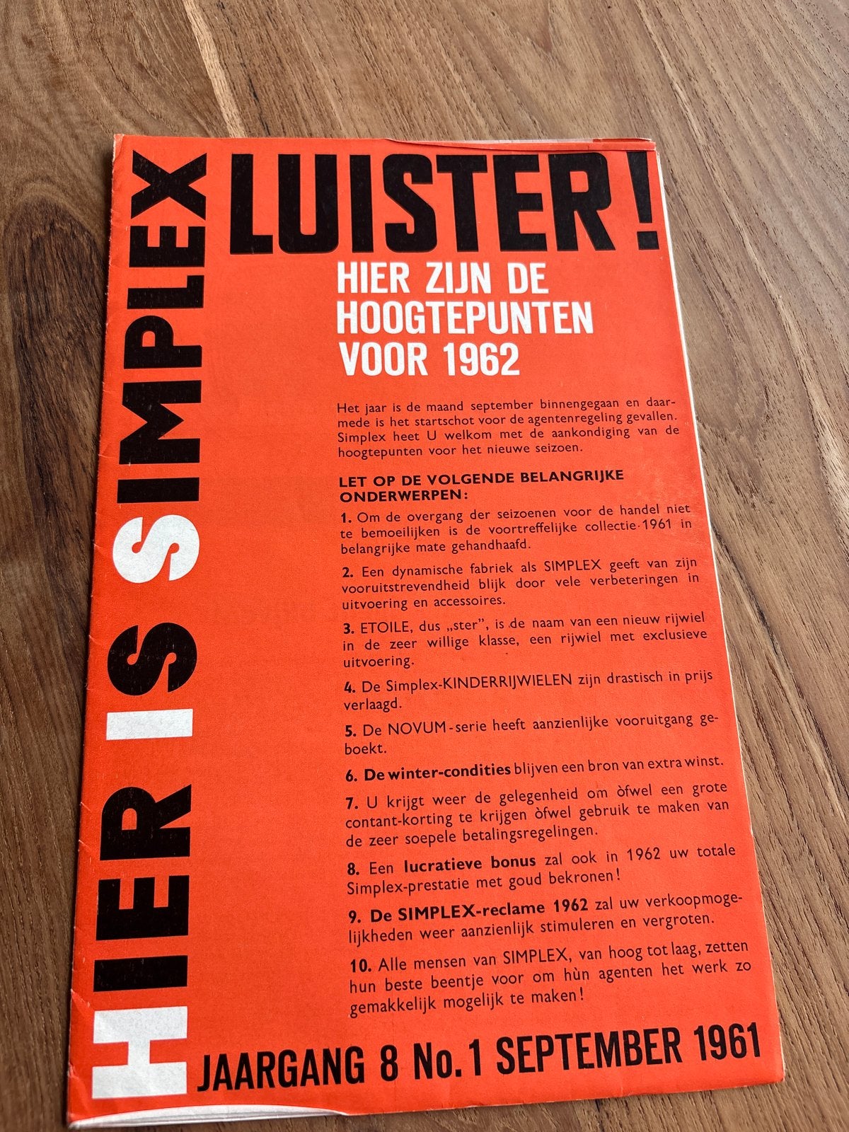 Simplex Rijwielcatalogus 1962 - Vintage Fietsen Brochure, Gebruikt, Overige materialen, Overige typen, Ophalen of Verzenden
