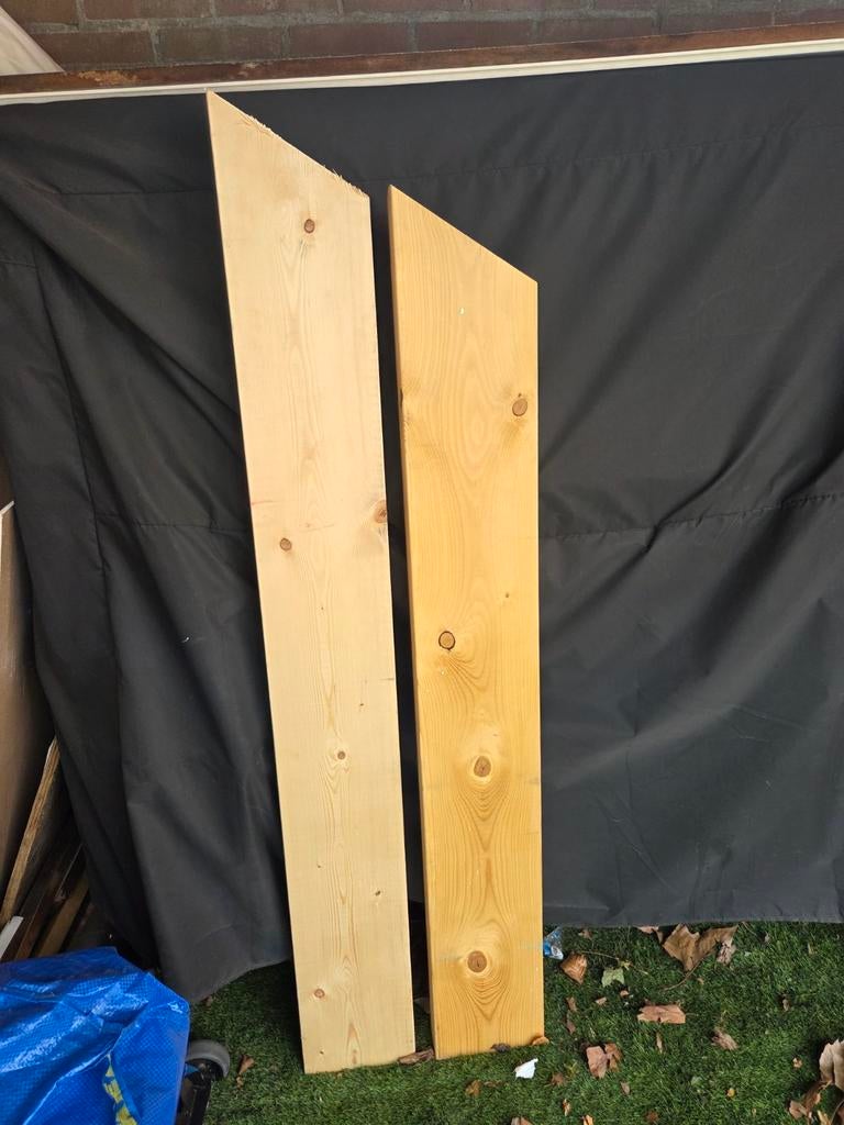 Twee houten balken (ca 80 cm per stuk), Doe-het-zelf en Verbouw, Ophalen, 50 mm of meer, Balk, Minder dan 200 cm