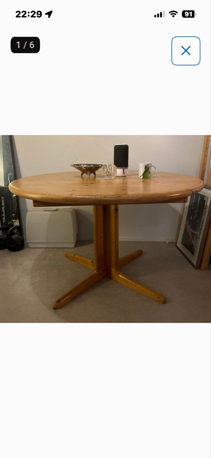 Vintage grenen eettafel, Scandinavisch, vermoedelijk IKEA, Ophalen, Gebruikt, 100 tot 150 cm, Rond