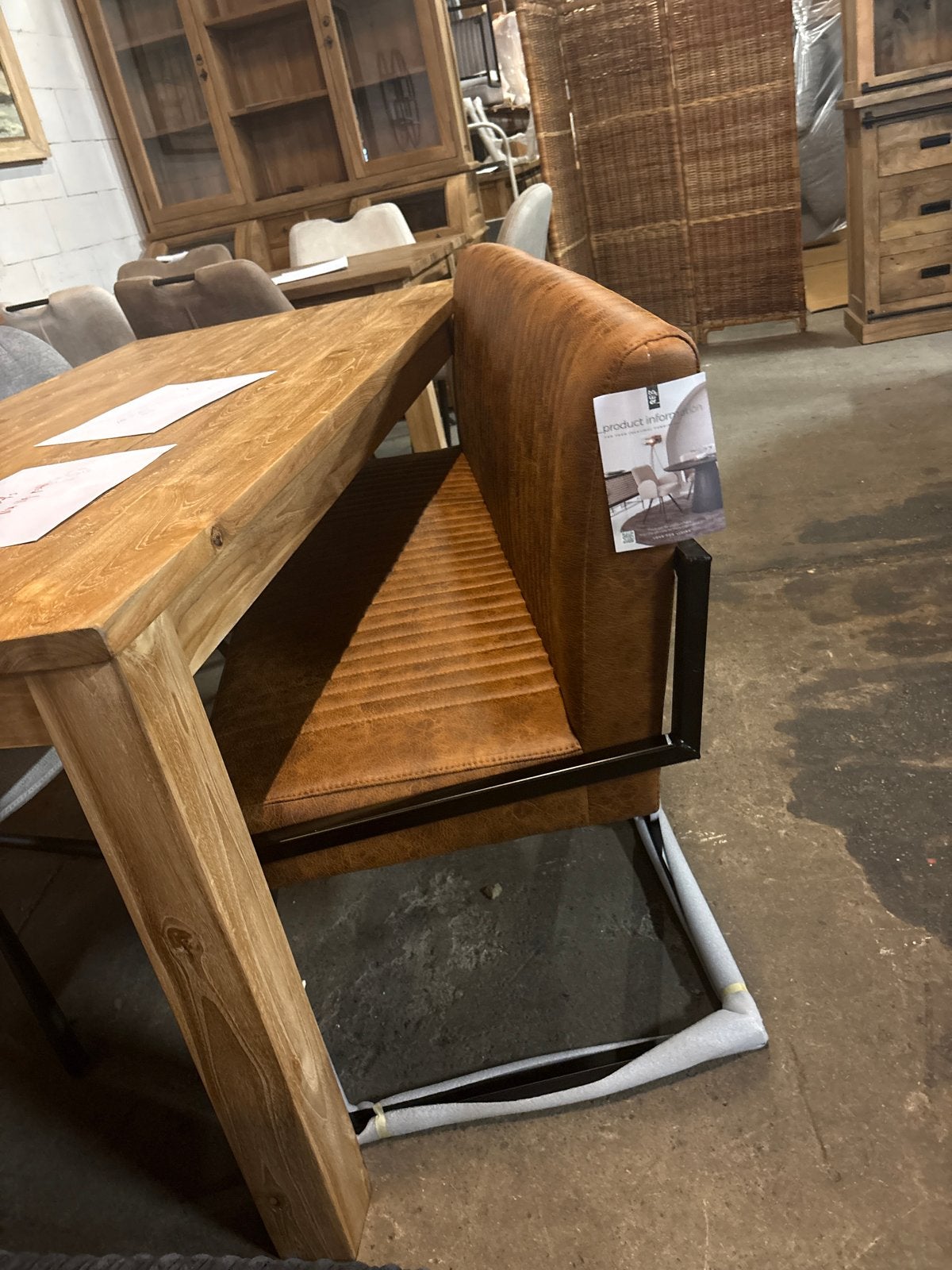 Robuuste eettafel met bank - ferro stof bruin, Ophalen, Outletliving7@gmail.com, Bruin, Nieuw