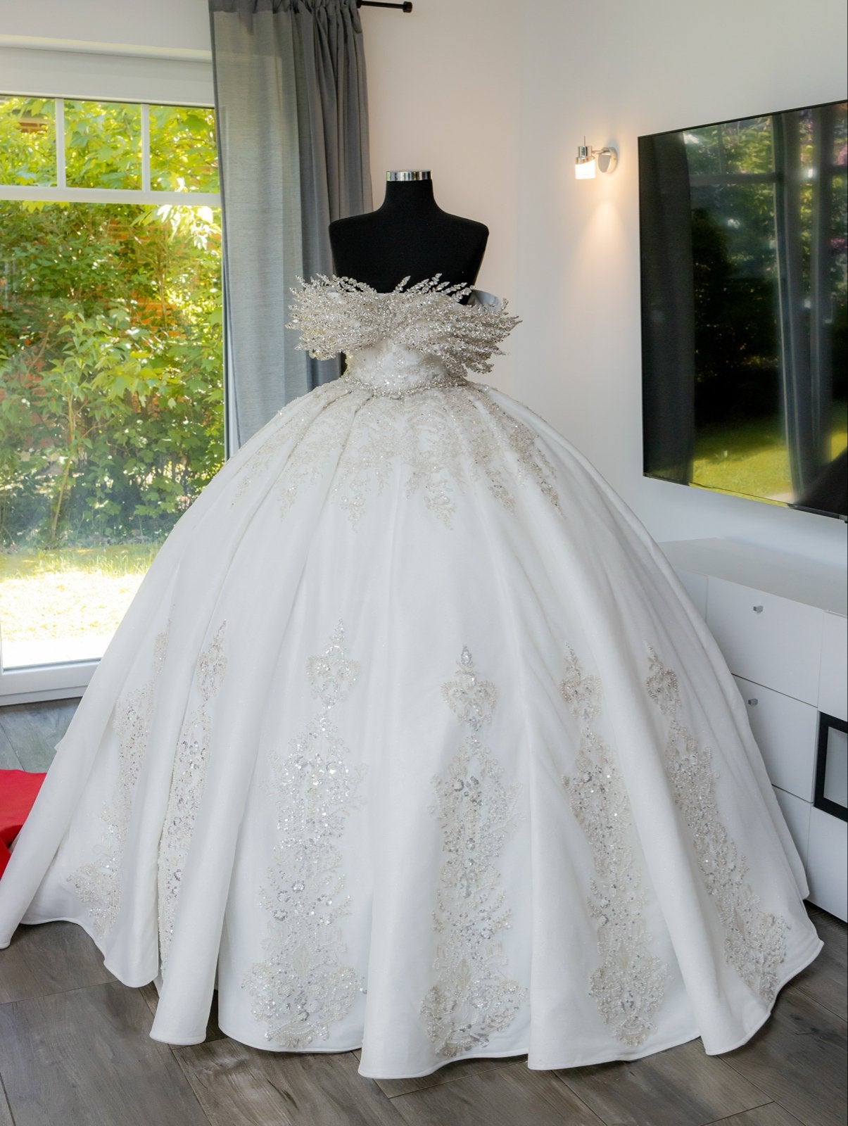 Luxe Prinsessen Trouwjurk met Corset en Kristallen, Kleding | Dames, Ophalen of Verzenden, Zo goed als nieuw, Wit, Trouwjurk