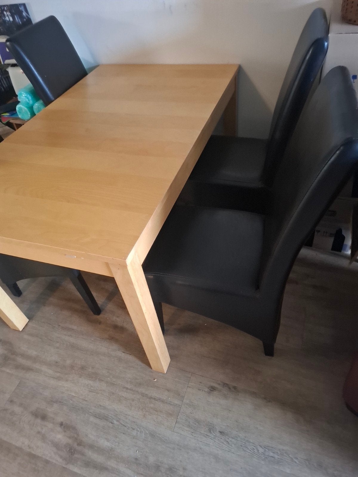 uitschuifbare eettafel met 4 stoelen in utrecht, Ophalen, Gebruikt, Rechthoekig, 150 tot 200 cm