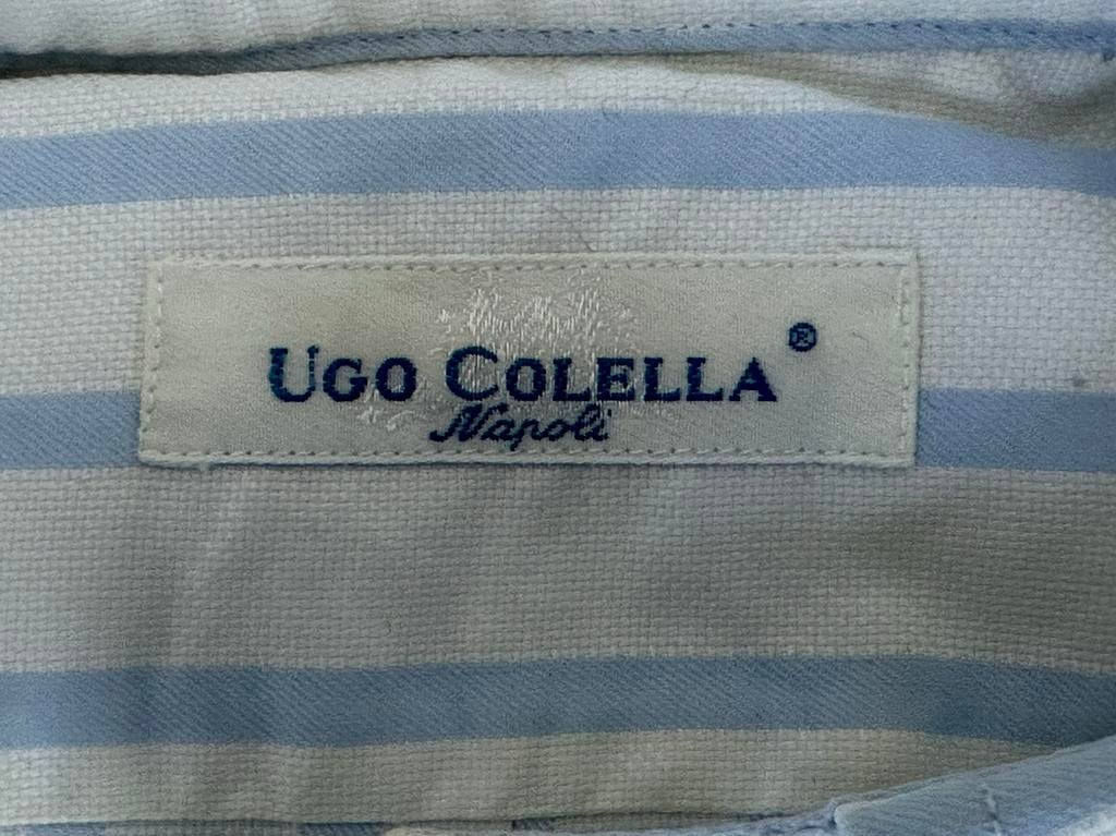Exclusief Italiaans kostuumhemd Ugo Colella in nieuwstaat, Ophalen of Verzenden, Zo goed als nieuw, Blauw, Halswijdte 39/40 (M)