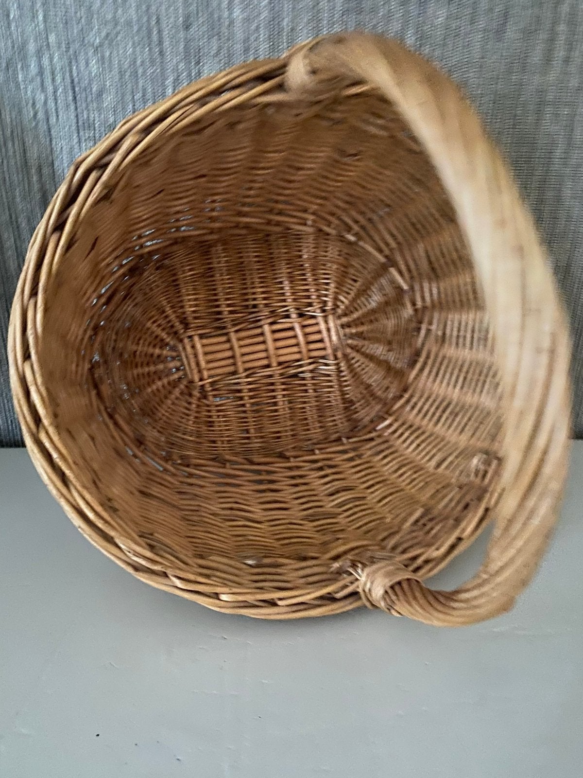 Vintage rieten mand met handvat, Ophalen of Verzenden
