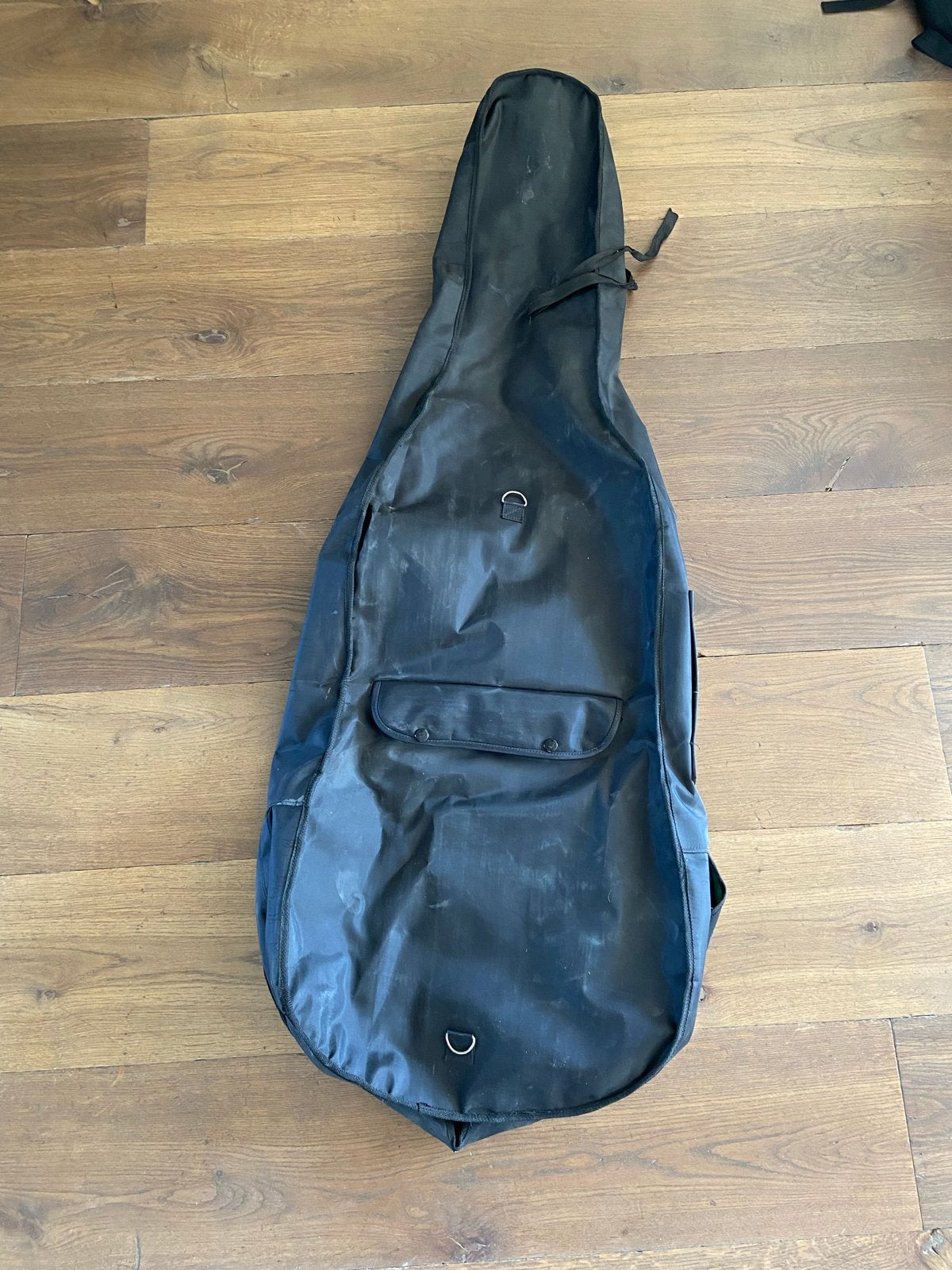 Zwarte cello hoes / tas met groene binnenkant, Ophalen of Verzenden, Gebruikt, Cello
