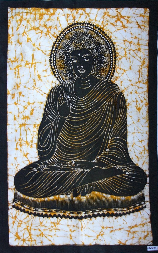 Sri Lankaanse batik BOEDDHA, afm: 62x85 cm, katoen, Ophalen of Verzenden
