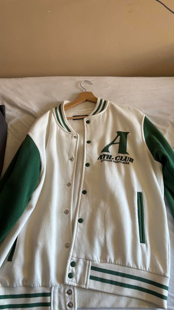 Varsity Jacket Groen Wit Maat L, Ophalen of Verzenden, Zo goed als nieuw, Groen