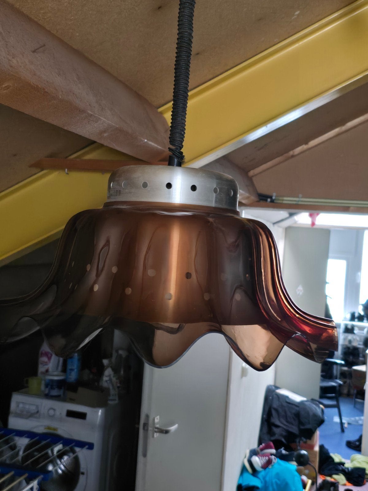 Vintage Space Age Hanglamp - Herda Amsterdam Jaren '70, Space Age, Mid-century Modern, Jaren '70, Kunststof, Gebruikt, E27 (groot)