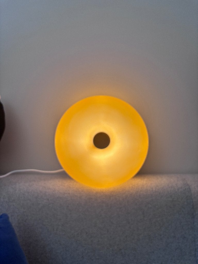 Donutlamp (tafellamp of muurlamp), Huis en Inrichting, Lampen | Wandlampen, Ophalen of Verzenden, Zo goed als nieuw, Glas, RETRO