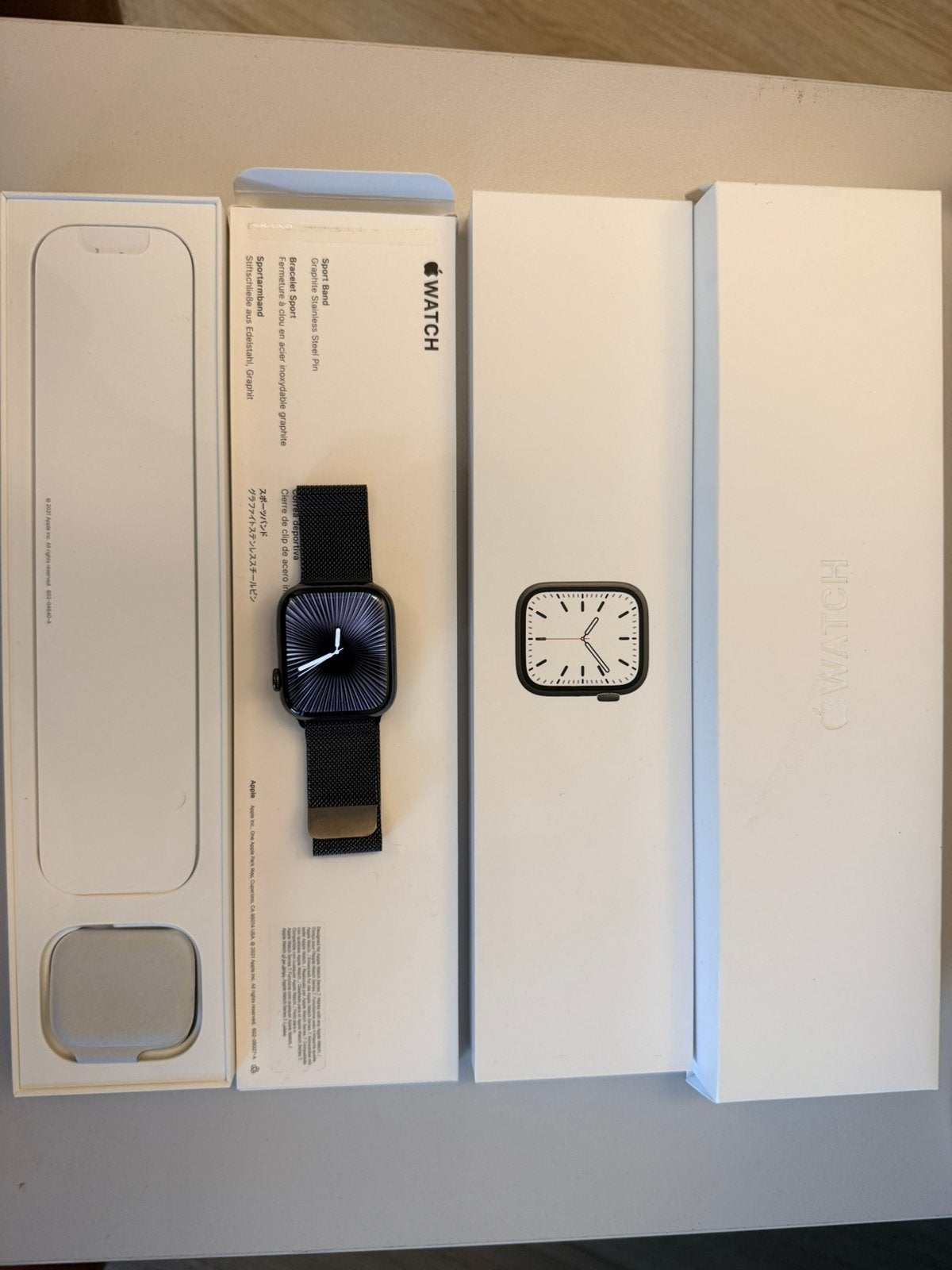 Apple Watch Series 7 Graphite Stainless Steel 45MM, Afstand, Zwart, IOS, Ophalen of Verzenden