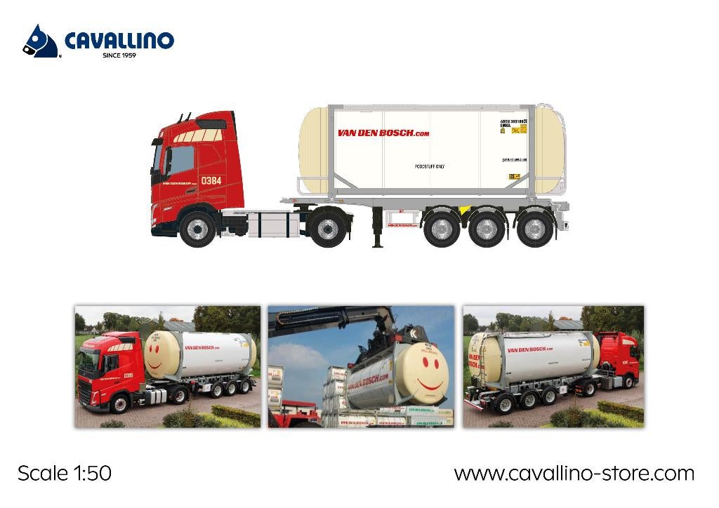 Volvo FH5 Globetrotter met Tankcontainer - Van Den Bosch, Hobby en Vrije tijd, Modelauto's | 1:50, Ophalen of Verzenden, Nieuw