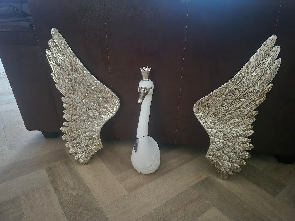 Muurdecoratie zwaan, Ophalen, Zilver, Nieuw, Natuurlijk materiaal