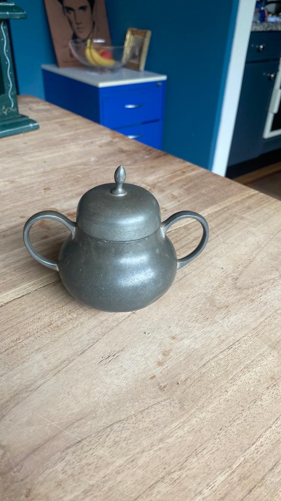 Suikerpot tin kmd Tiel, Antiek en Kunst, Antiek | Tin, Ophalen