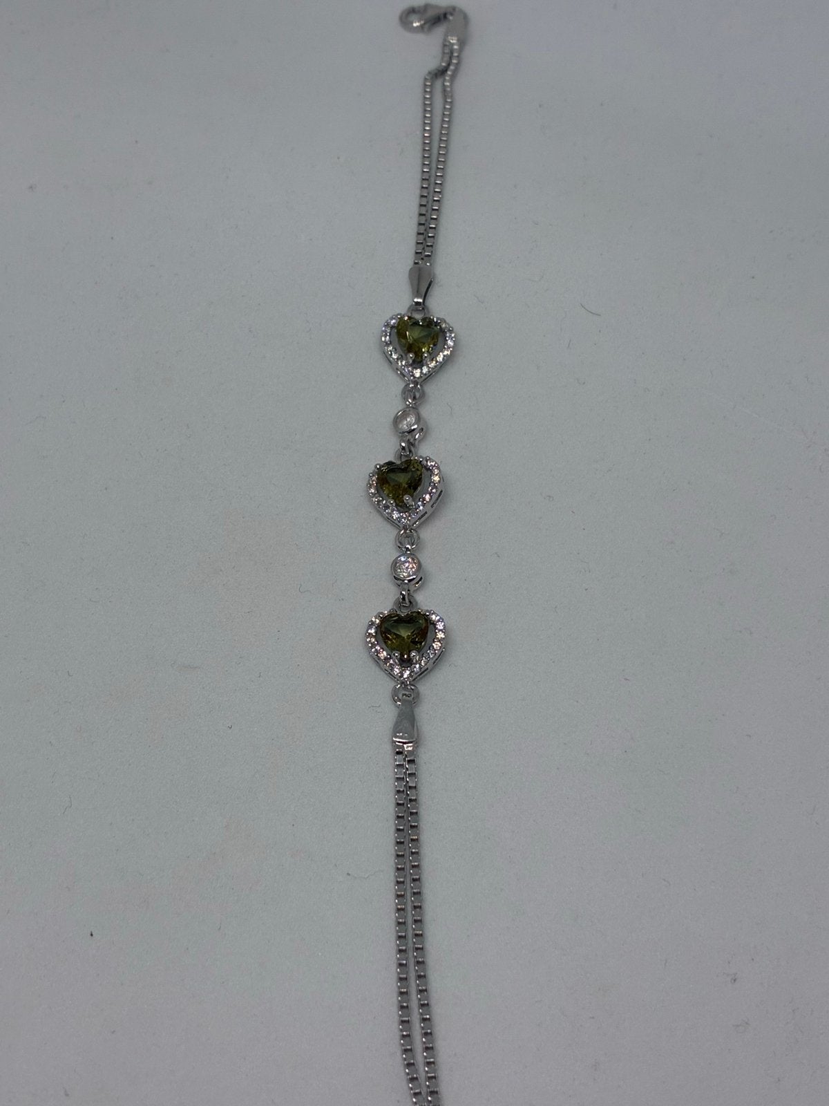 Zilver 925 Armband met Labmade Zultaniet Harten (19.5-22.5cm, Zilver en edelstenen, Nieuw, Ophalen of Verzenden, 5646JA
