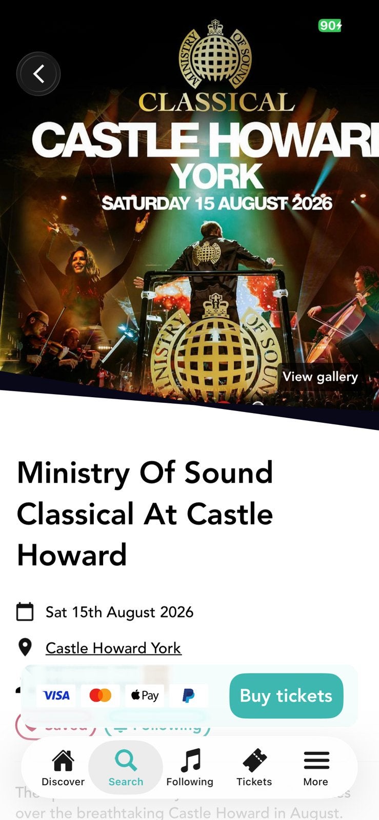 VIP Ministry of Sound Classical at Castle Howard, Tickets en Kaartjes, Drie personen of meer, Augustus