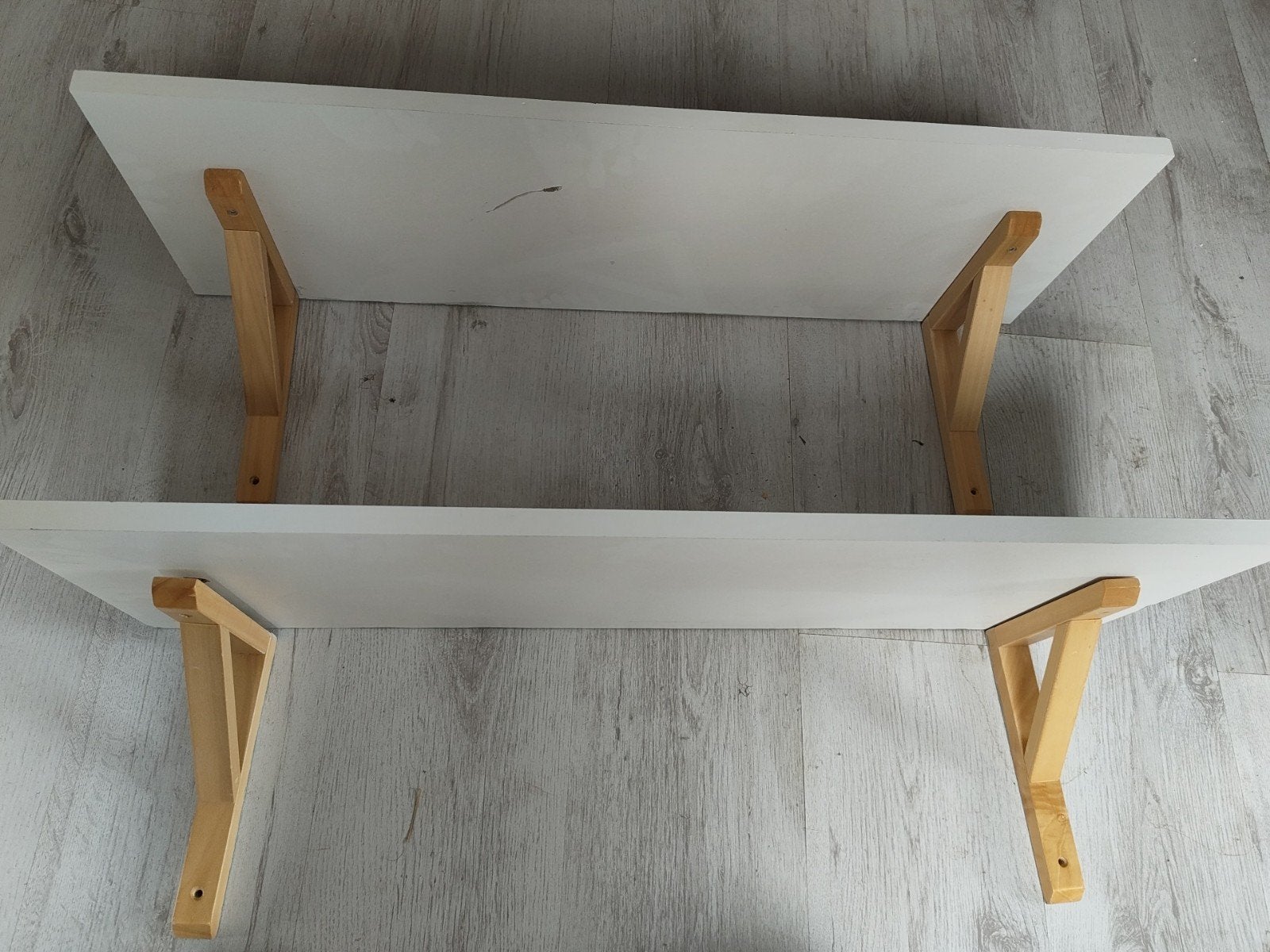 2 x boekenplank wandplank ikea wit espenhout sandshult, Ophalen of Verzenden, Gebruikt