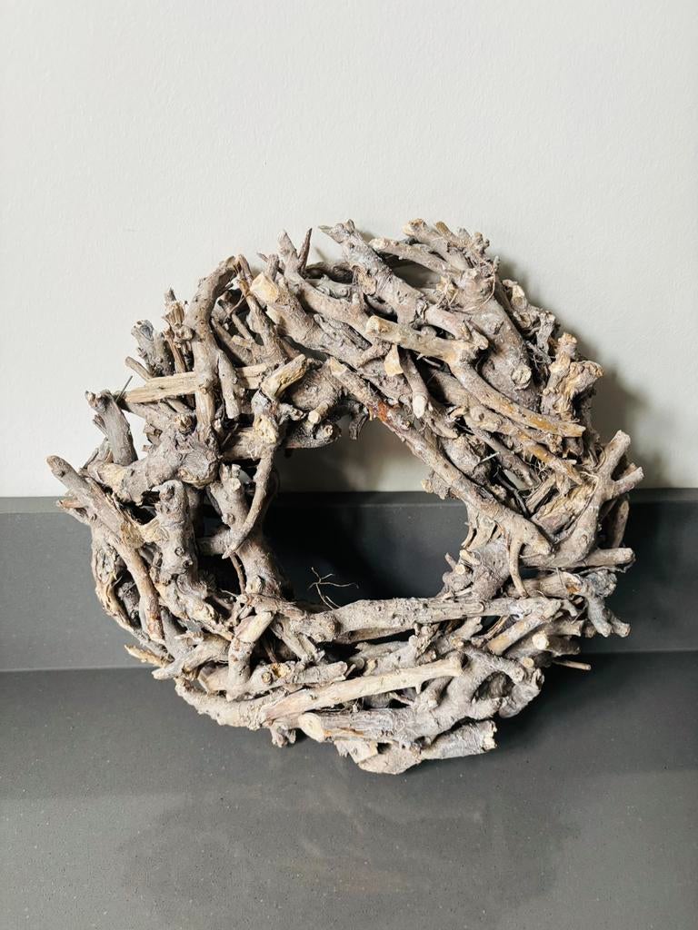 Krans, hout/takken, 38 centimeter., Huis en Inrichting, Woonaccessoires | Kransen, Ophalen of Verzenden, Zo goed als nieuw