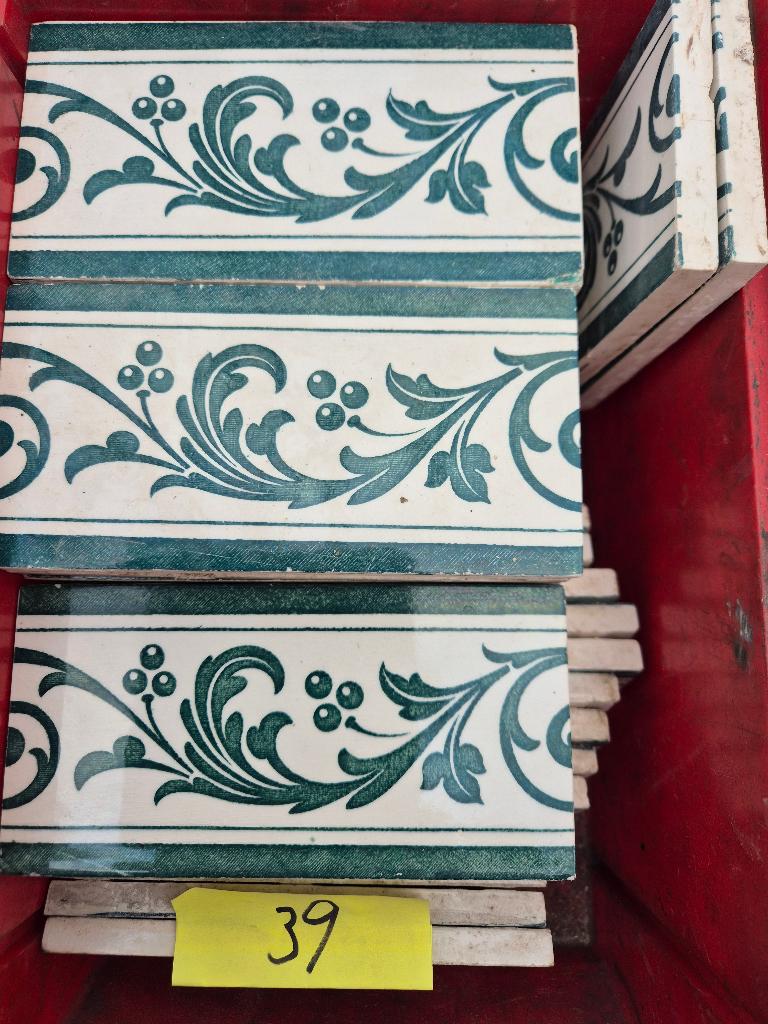 39 Art nouveau randtegels sierlijk decor Boch Freres, Antiek en Kunst, Ophalen