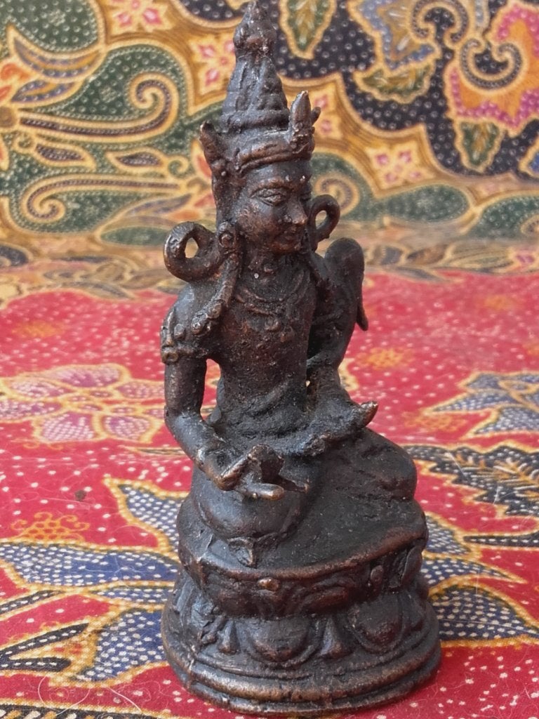 Mooi origineel antiek brons tempelbeeldje uit India 10,3 cm., Antiek en Kunst, India, Handgemaakt, Ophalen of Verzenden, Brons