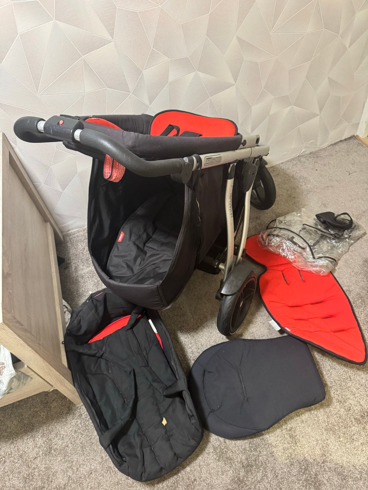 Phil & Teds kinderwagen met reiswieg en regenhoes, Gebruikt, Met reiswieg, Ophalen, Kinderwagen