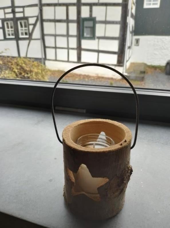 houten lampion voor stompkaars, Diversen, Kerst, Ophalen of Verzenden, Gebruikt