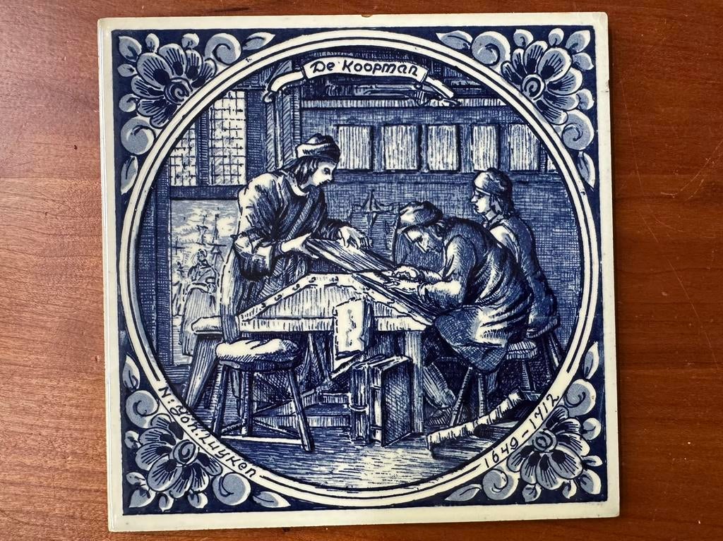 De koopman- Beroepentegel Jan Luyken Delfts Blauw, Antiek en Kunst, Ophalen of Verzenden