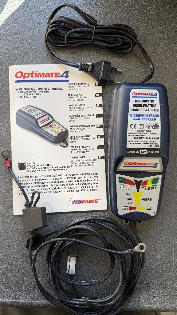 Optimate 4 Motorfiets Acculader, Verzenden, Gebruikt