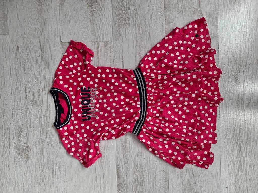 Personaliseerbaar Jurkje Maat 116 - Rood met Witte Stippen, Ophalen, Meisje, Zo goed als nieuw, Jurk of Rok