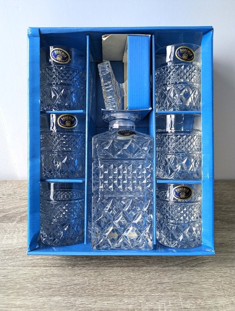 Kristal Whisky Set Decanteer Bohemia (loodkristal 24%), Ophalen of Verzenden, Zo goed als nieuw, Kristal, Glas of Glazen