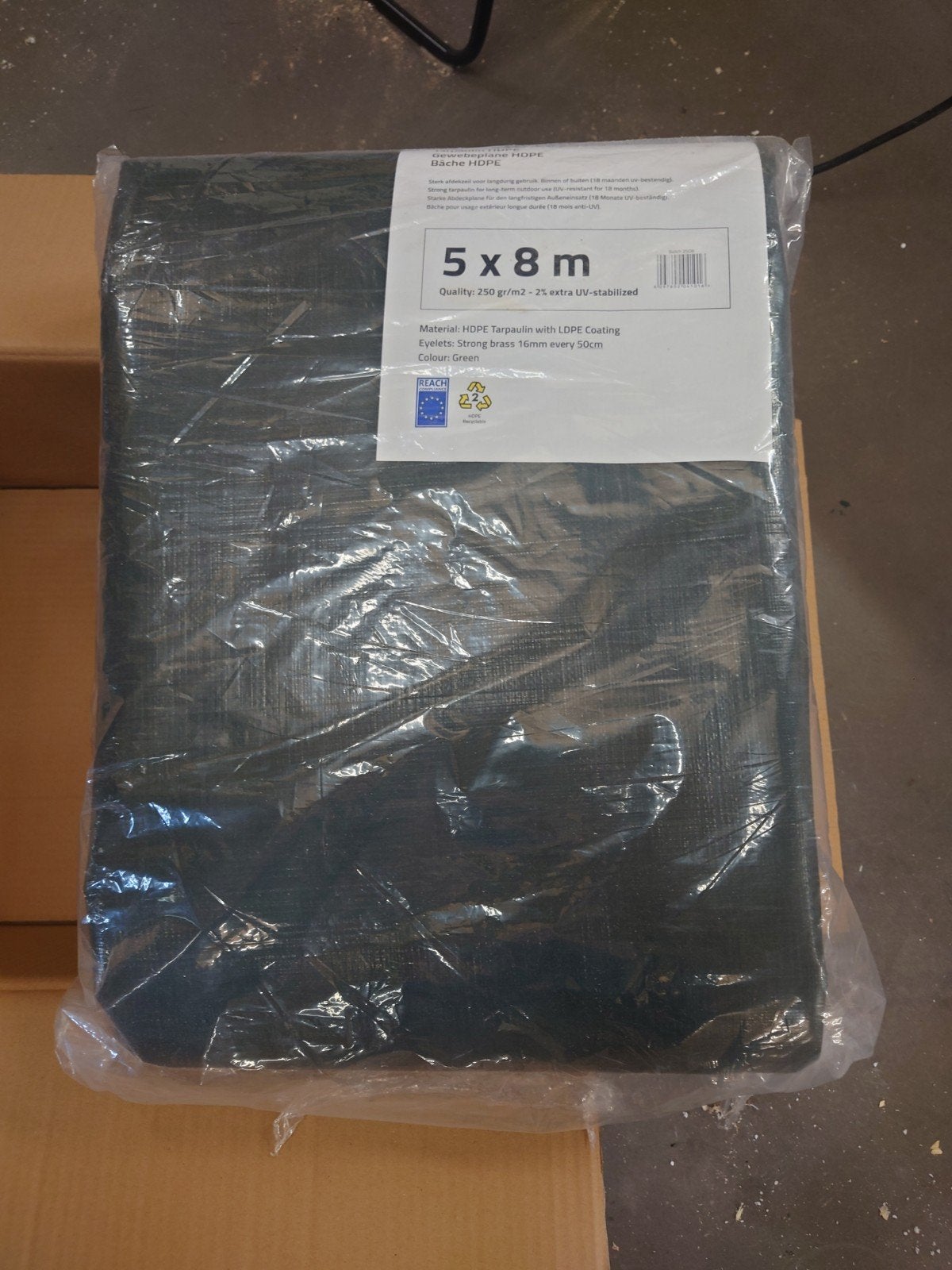 Nieuw HDPE Afdekzeil Groen 5x8m - 250 g/m² UV-stabiel, Doe-het-zelf en Verbouw, Ophalen of Verzenden, Nieuw, 15 m² of meer, Zeil