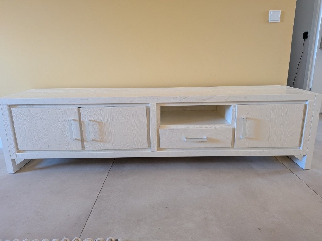 De Bommel eikenhouten tv-meubel 200 cm – geborsteld eiken, Ophalen, Gebruikt, 200 cm of meer, Minder dan 100 cm