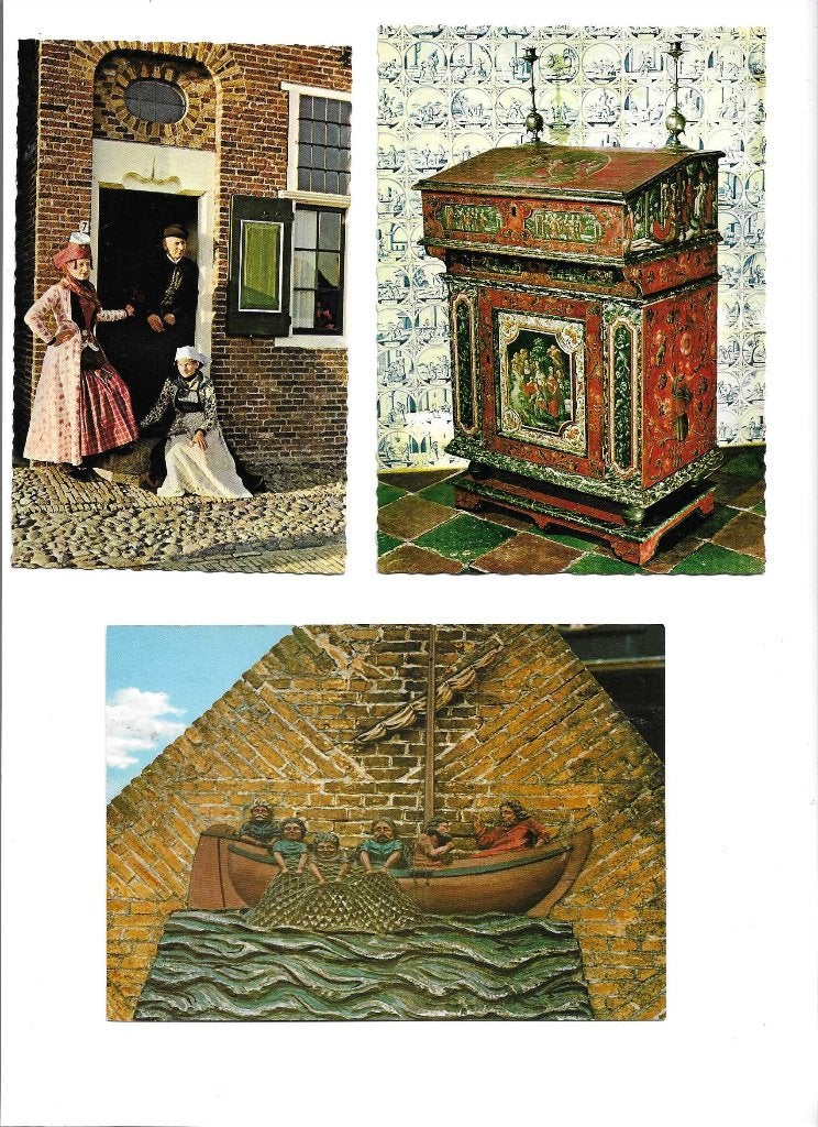 hindeloopen  klederdracht  leugenbank  schrijfbureau, Verzenden, 1960 tot 1980, Ongelopen, Overige thema's