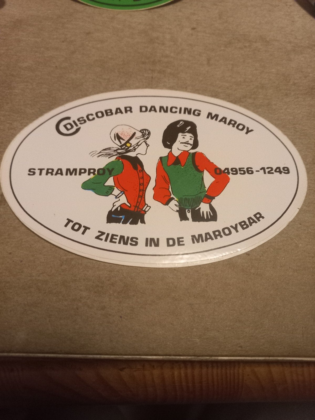 Vintage Discobar Dancing Maroy Sticker Stramproy, Verzamelen, Stickers, Gebruikt, Overige typen, Ophalen of Verzenden