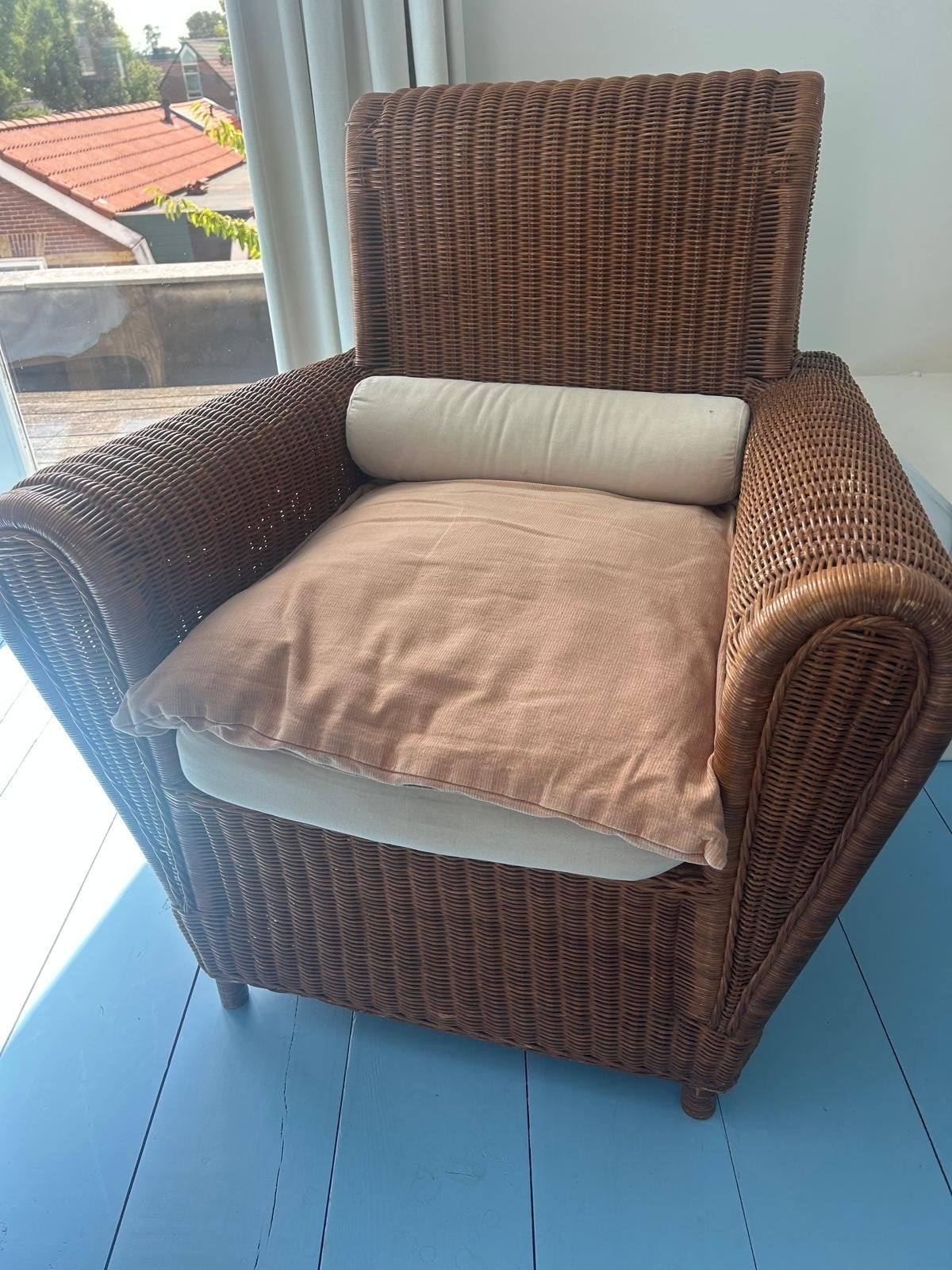 Rotan stoel van Jan de Bouvrie, Huis en Inrichting, Fauteuils, Ophalen, Gebruikt, Riet of Rotan, 75 tot 100 cm