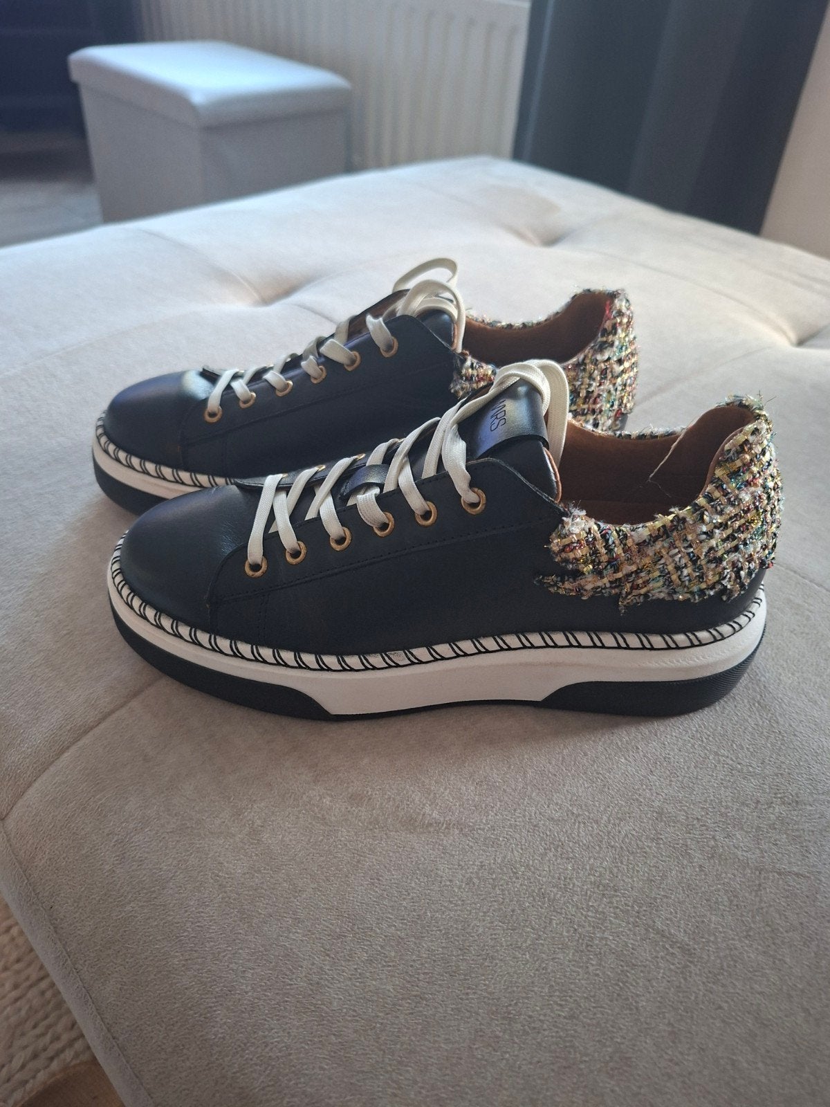 DWRS lederen Sneakers maat 38 - Slechts 1x gedragen, Kleding | Dames, DWRS, Zwart, Ophalen of Verzenden, Sneakers of Gympen
