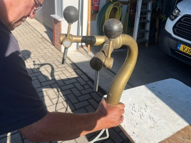 koperen dubbele tapkraan te koop, Ophalen, Gebruikt, Overige merken