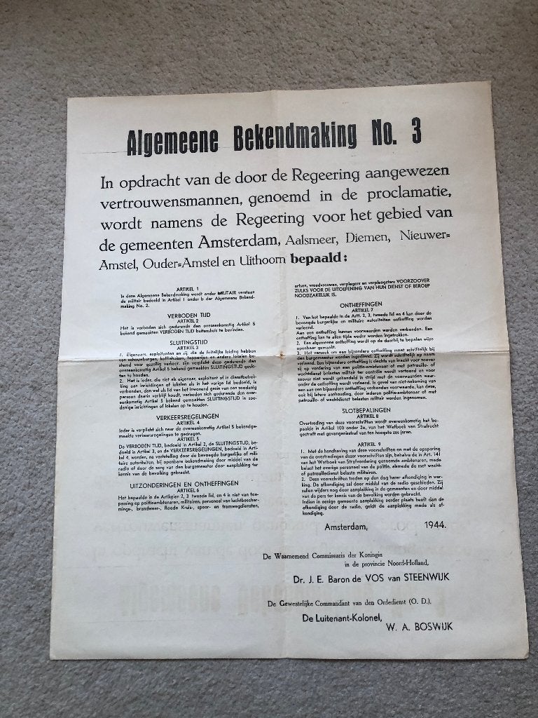 1944!! Affiche/aanplakbiljet (44x56). 'Algemeene Bekendmak-, Verzenden, Overige onderwerpen, Tweede Wereldoorlog, Gelezen