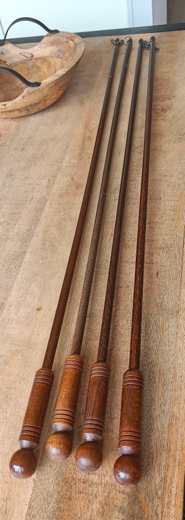 gordijn trekstangen hout met aparte handgrepen, Ophalen, Gebruikt, Overige merken, Bruin