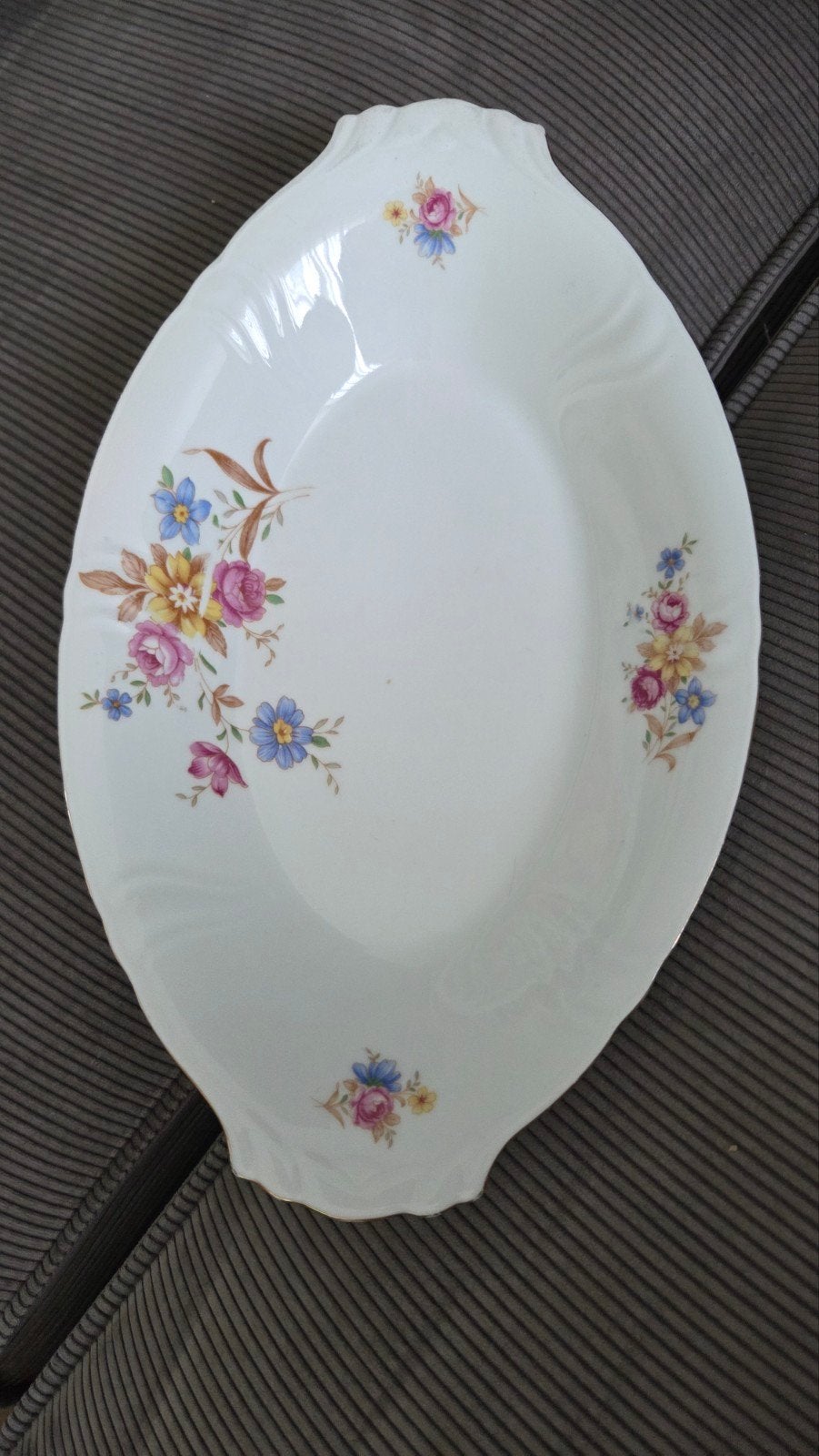 Ovale serveerschaal met bloemmotief - Bavaria, Ophalen of Verzenden