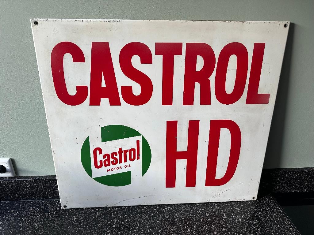 Mooi Castrol HD bord uit 1961. 75 x 65 cm., Ophalen of Verzenden, Gebruikt, Reclamebord