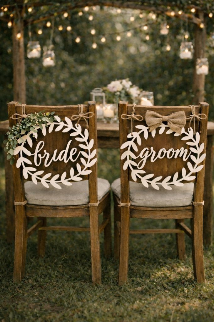 Bruiloft krans - Bride & Groom, Beige, Nieuw, Ophalen of Verzenden, Accessoires