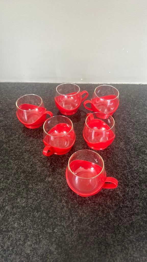 6 camping theeglazen retro, Ophalen of Verzenden, Zo goed als nieuw