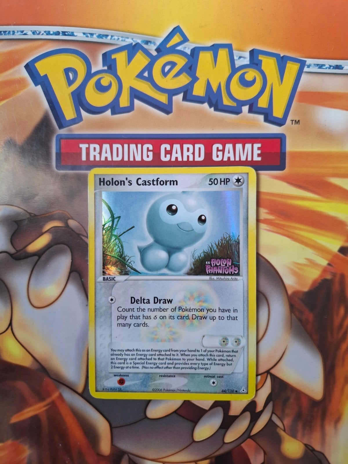 Holon's Castform 44/110 Ex Holon Phantoms pokemon kaart rh, Ophalen of Verzenden, Gebruikt, Losse kaart, Foil