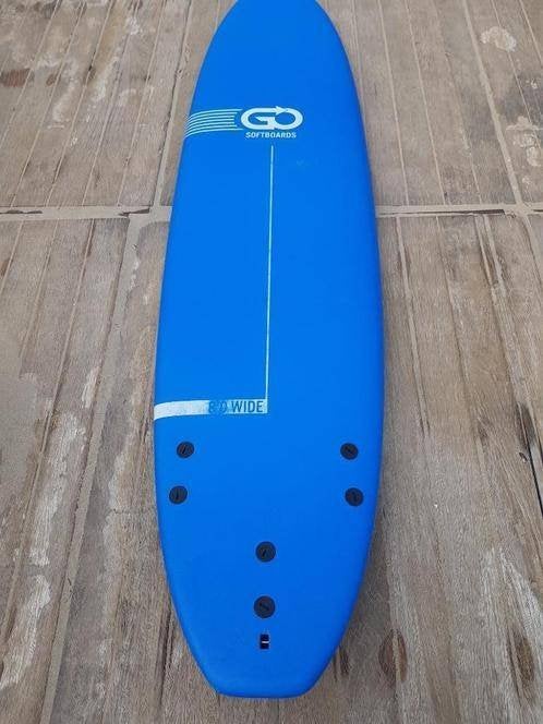 Surfboard Softtop 8'0 Merk Go Blauw, Watersport en Boten, Ophalen, Zo goed als nieuw, Longboard, Met vinnen