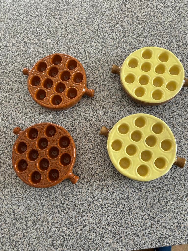 4 Vintage Franse Escargot Ovenschalen - Emile Henry, Ophalen of Verzenden