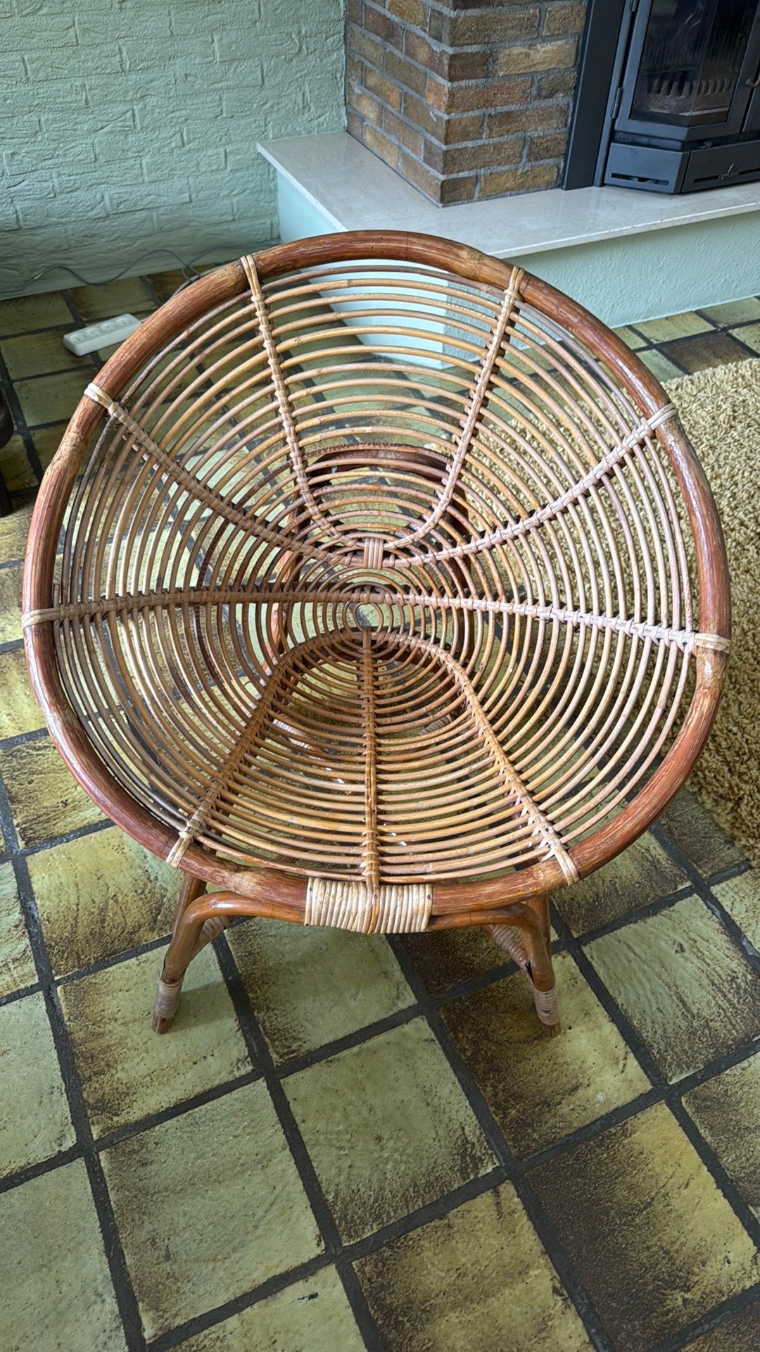 Rieten stoel uit Indonesie, Ophalen, Zo goed als nieuw, Bruin, Eén